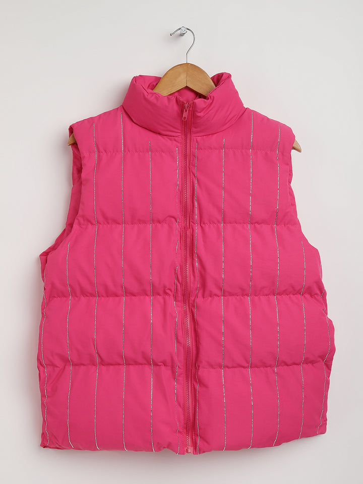 Ramona Puffer Vest in Taffy Pink